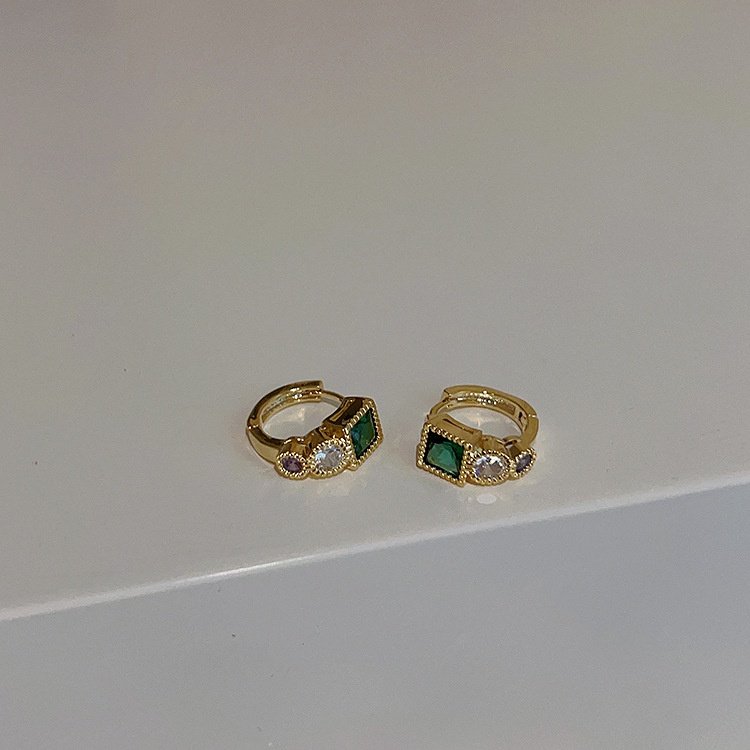 感祖母绿锆石耳钉女小众复古个性简约百搭气质时尚耳环耳饰,饰品/流行首饰/时尚饰品新,耳环,淘宝优惠券,粉丝福利购,淘宝优惠卷