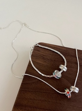 彩色锆石字母圈圈项链手链女设计感小众个性百搭气质颈链锁骨链