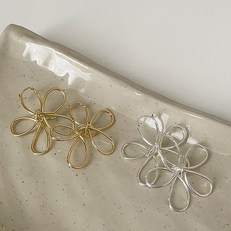 缕空线条金属花朵耳扣女简约小众个性时尚精致优雅百搭耳环耳饰,饰品/流行首饰/时尚饰品新,耳环,淘宝优惠券,粉丝福利购,淘宝优惠卷