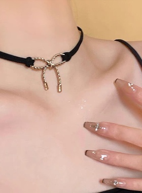 复古做旧蝴蝶结项链女韩国小众设计感个性简约百搭时尚颈链锁骨链