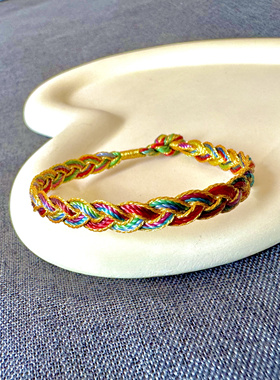 端午节五彩绳手绳龙绳宝宝儿童大人成人款五色线手工编织龙鳞手链