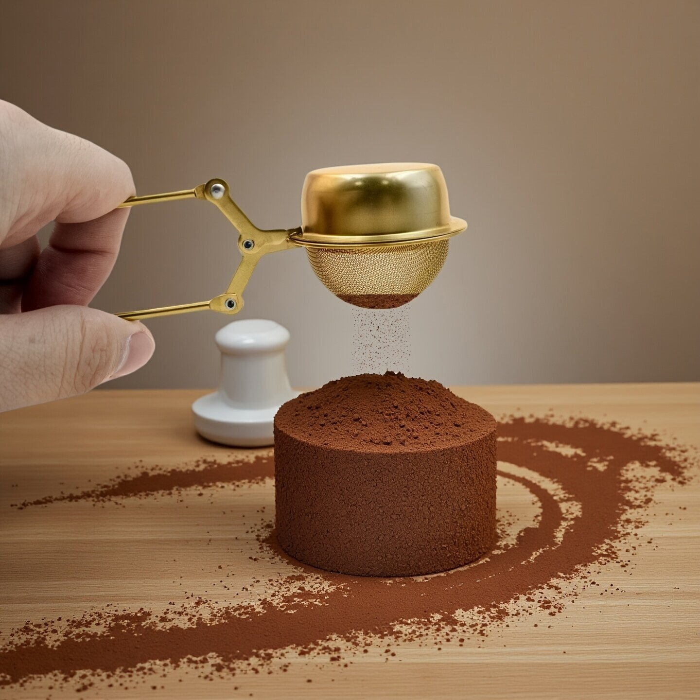 304不锈钢镀金撒粉器带手柄泡茶器烘焙糖粉筛茶具精准控量香料罐