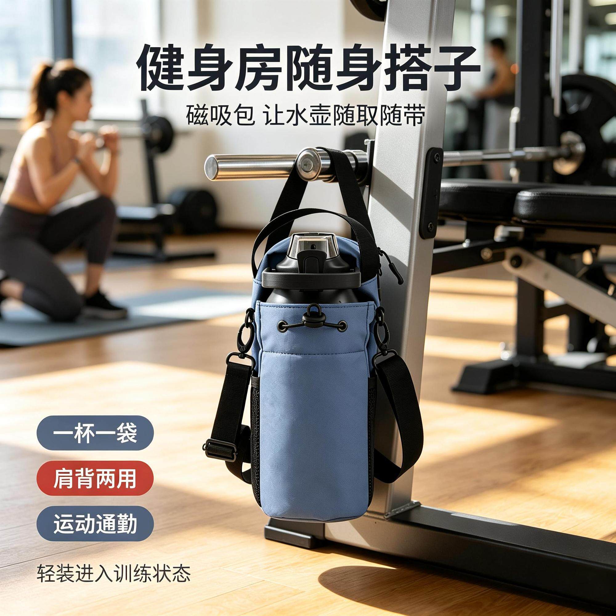 大容量健身房磁吸健身包水壶包