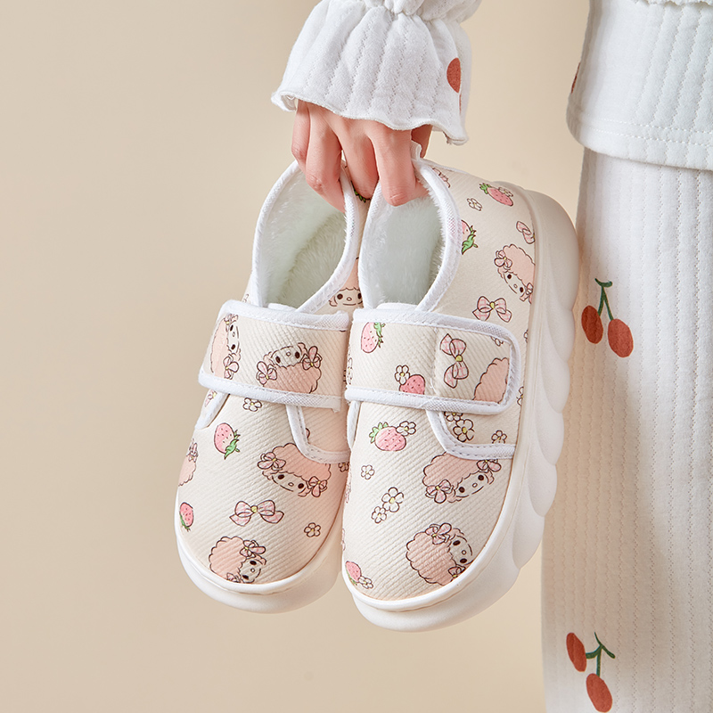 月子鞋秋冬软底包跟加绒毛毛居家