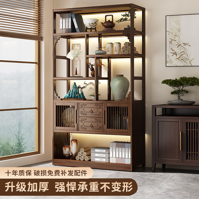 博古架中式茶叶展示柜茶架子置物架茶室茶柜办公室摆件收纳柜