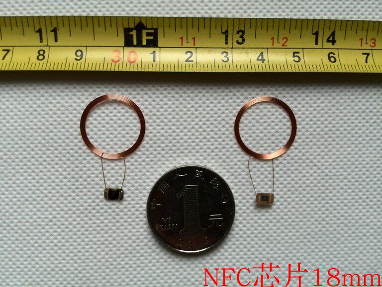 nfc芯料标签 ntag203线圈 cob焊接 rfid Ф18mm iso14443a
