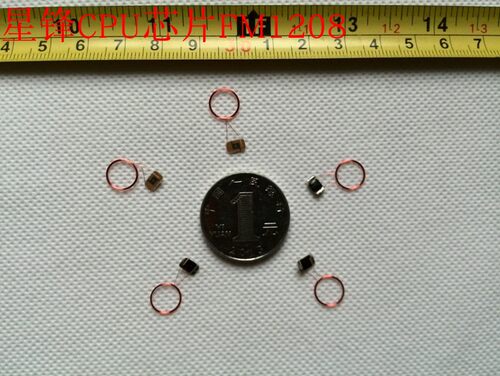 RFID高频IC原装FM1208/7+1兼容M1 FM1208线圈焊接CPU芯片 直径9mm