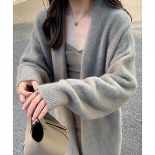 针织开衫 奥特莱斯清仓捡漏慵懒感小香风过膝中长款 女宽松甜美软糯