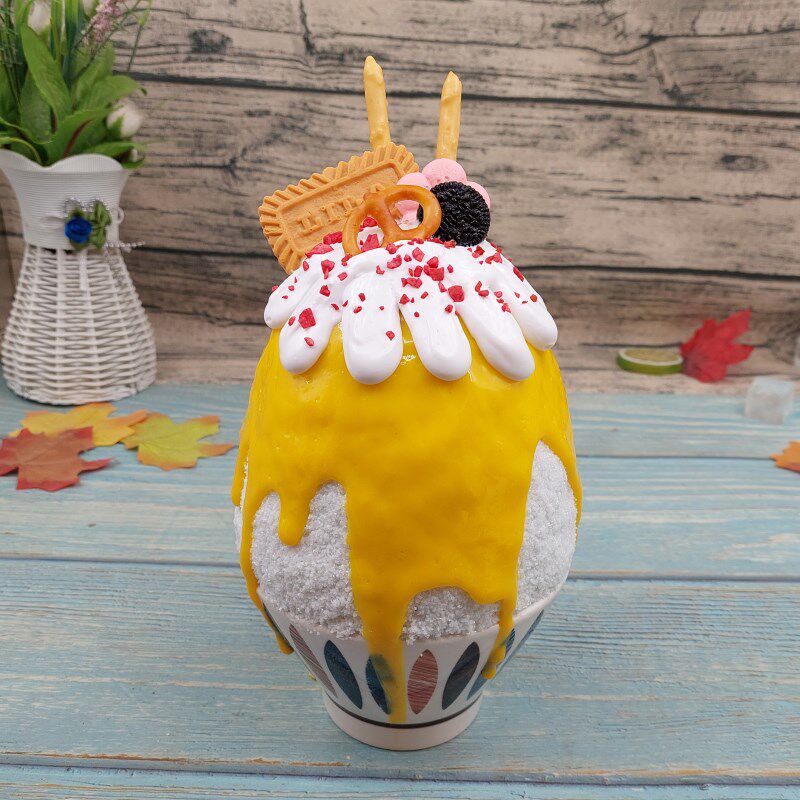 仿真网红创意楠火锅同款雪花冰碗绵绵冰模型商场专柜展示拍摄道具