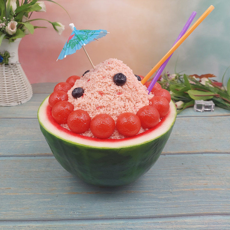 定制仿真西瓜雪冰模型假韩式雪花冰刨冰沙食物草莓冰绵绵冰甜点店