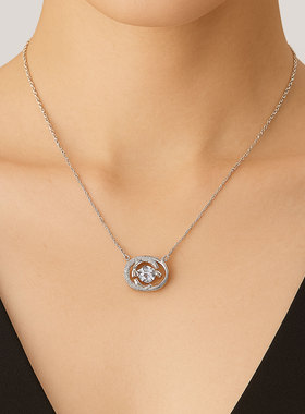 双层镶锆吊坠女生甜美精致小香风锁骨链生日纪念礼S925 银饰 项链