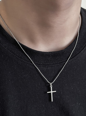 潮牌轻奢十字架吊坠 ins小众简约百搭锁骨细链 钛钢 项链
