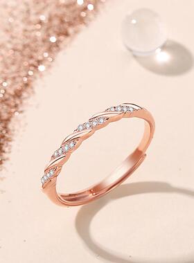 2025新款S925纯银转运排钻戒指藤蔓碎钻百搭ins轻奢小众设计女戒