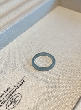 翡翠素圈玉石旺财指环尾戒女士 浅绿 冰种 戒指 女款