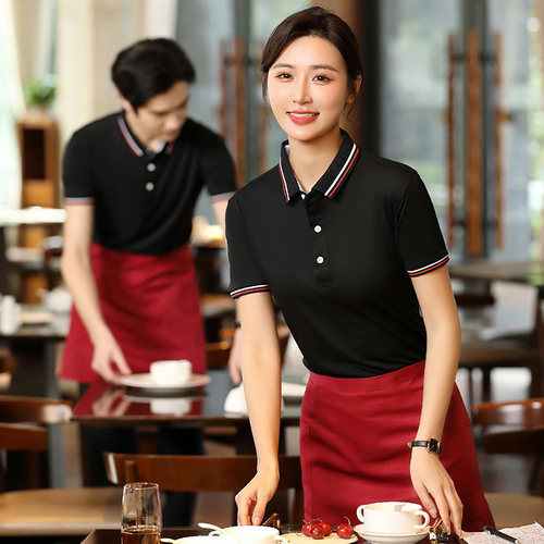 佲君佩餐饮服务员工作服短袖夏季饭店烧烤工装上衣工服定制包邮