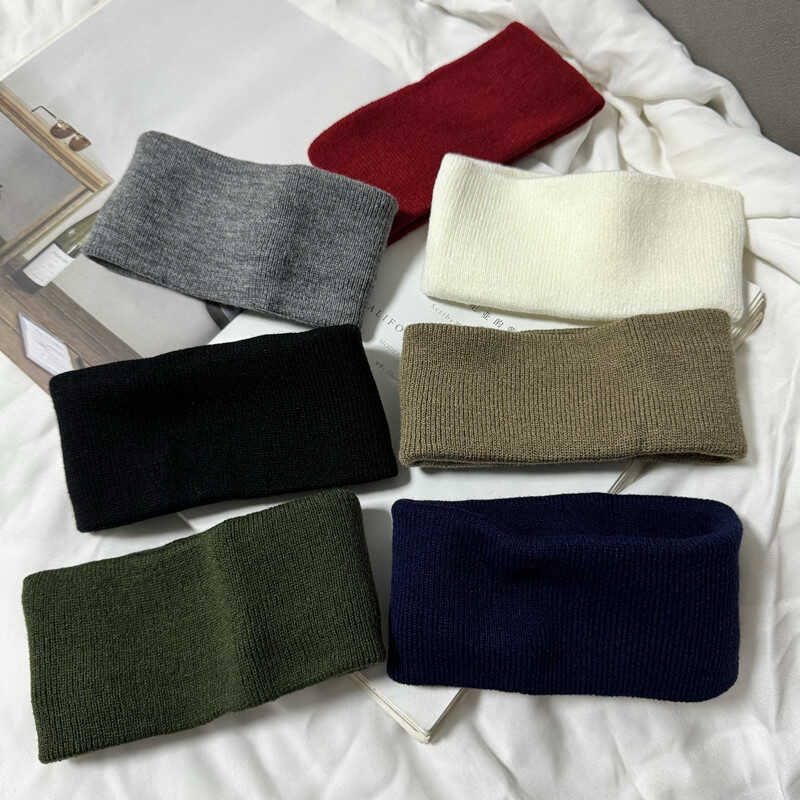 针织弹力脖套运动发带秋冬保暖护额头套跑步吸汗瑜伽健身头巾宽边