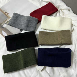 针织弹力脖套运动发带秋冬保暖护额头套跑步吸汗瑜伽健身头巾宽边