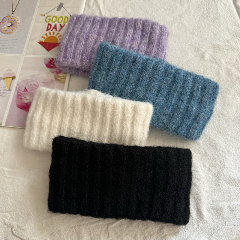 秋冬保暖加厚羊毛混纺针织发带休闲运动保暖束发头套宽边毛线发箍