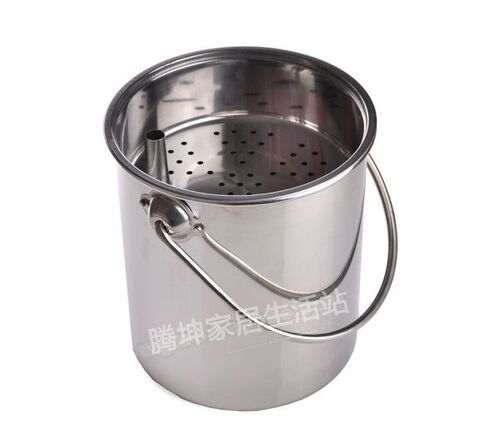 不锈钢茶水桶大小号带盖子茶渣桶加厚家用排水桶垃圾桶带过滤排水