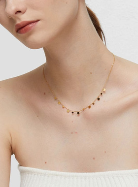 LISHAN百搭蝴蝶结配饰钛钢金属链条系列叠戴天然石项链锁骨链女