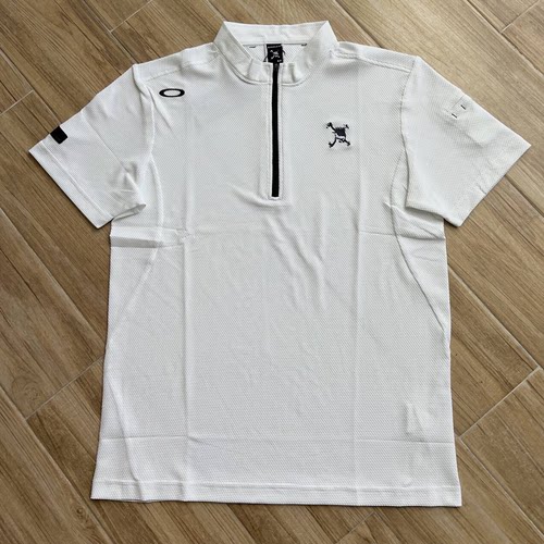 高尔夫男装短袖T恤时尚运动小高领半拉链菠萝钉提花透气速干球衣