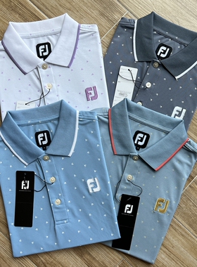 高尔夫男士短袖T恤球衣时尚运动印花弹力细珠地透气速干