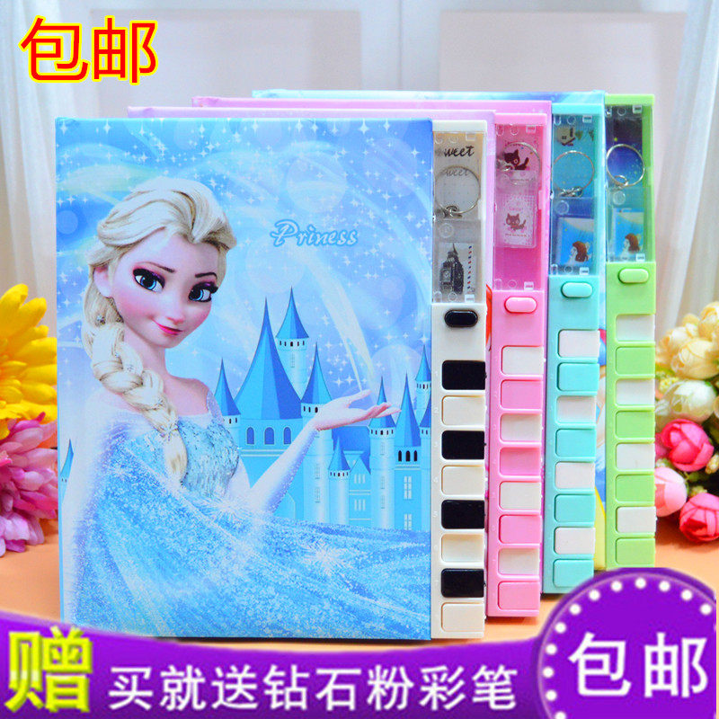 韩国创意可爱公主钢琴键密码本中小学生可爱时尚彩页记事本