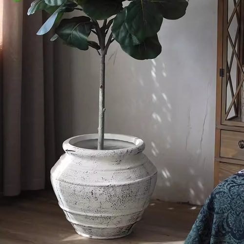 镁泥坛子落地大花盆花器