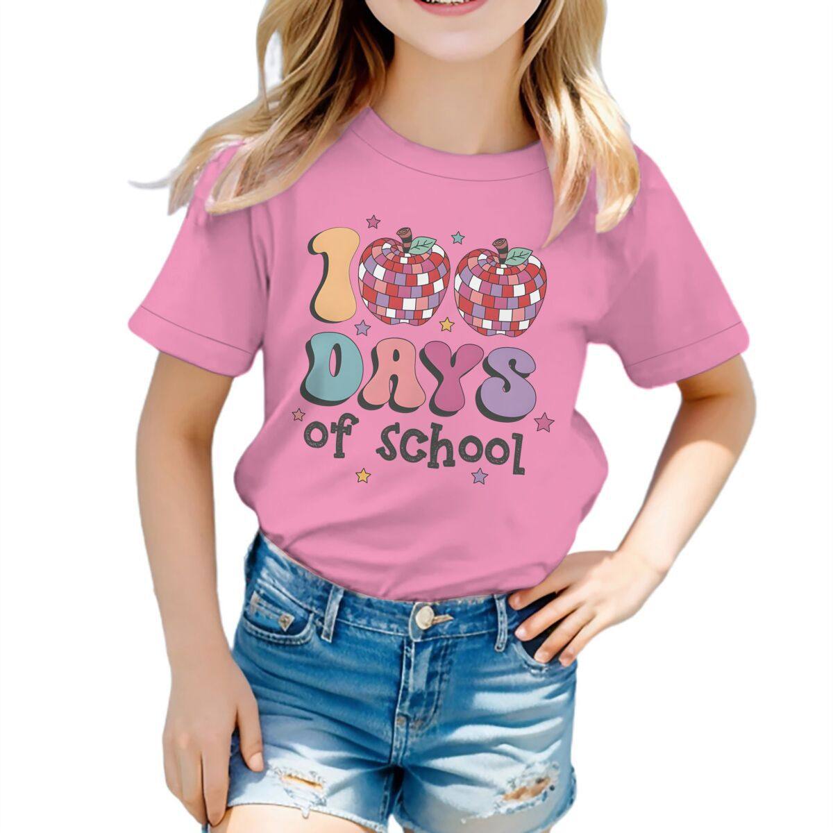 新款100 day of school印花圆领短袖T恤时尚儿童宽松休闲上衣,童装/婴儿装/亲子装,其它,淘宝优惠券,粉丝福利购,淘宝优惠卷