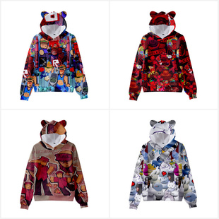 3D新品 Roblox Forsaken Gubby   猫耳朵带帽卫衣成人儿童装