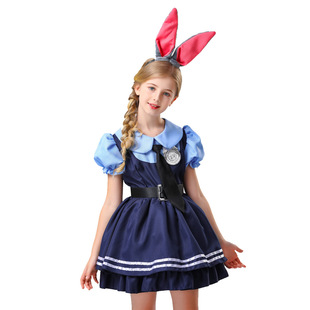 儿童服装疯狂动物城朱迪兔子拟人服cos judy女警动漫角色扮演全套