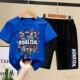 潮酷短裤 童装 儿童2026卡通印花运动套装 夏季 休闲中大童两件套 短袖