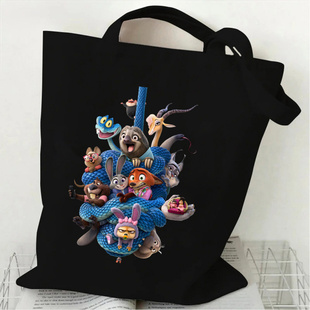 电影疯狂动物城2印花帆布包女手提单肩时尚学生日常帆布袋