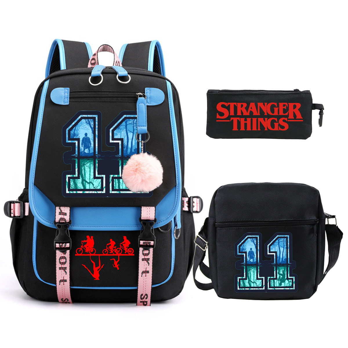 新款stranger things周边时尚双肩单肩背包学生书包拉链笔袋