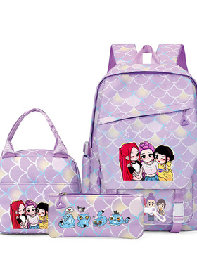 热款Huntrix Kpop动漫印花书包三件套猎魔女团ins时尚双肩包