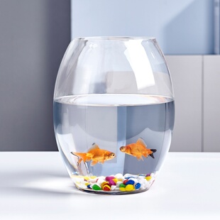 办公室小鱼缸加厚透明玻璃乌龟缸客厅家用桌面圆形迷你小型金鱼缸