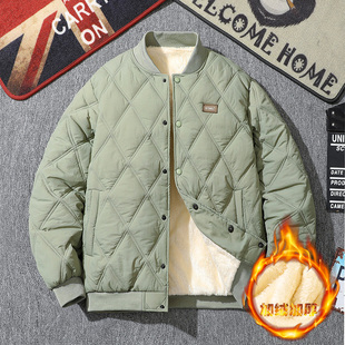 加绒加厚棉衣男2023冬季 棒球服宽松休闲防寒棉服情侣棉袄外套 新款