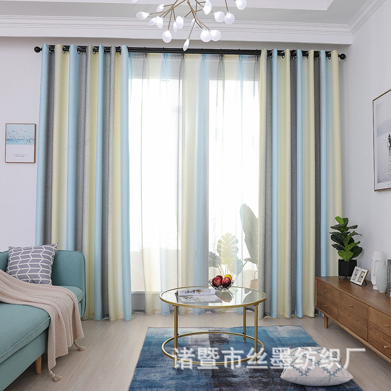 窗帘北欧简约现代客厅棉