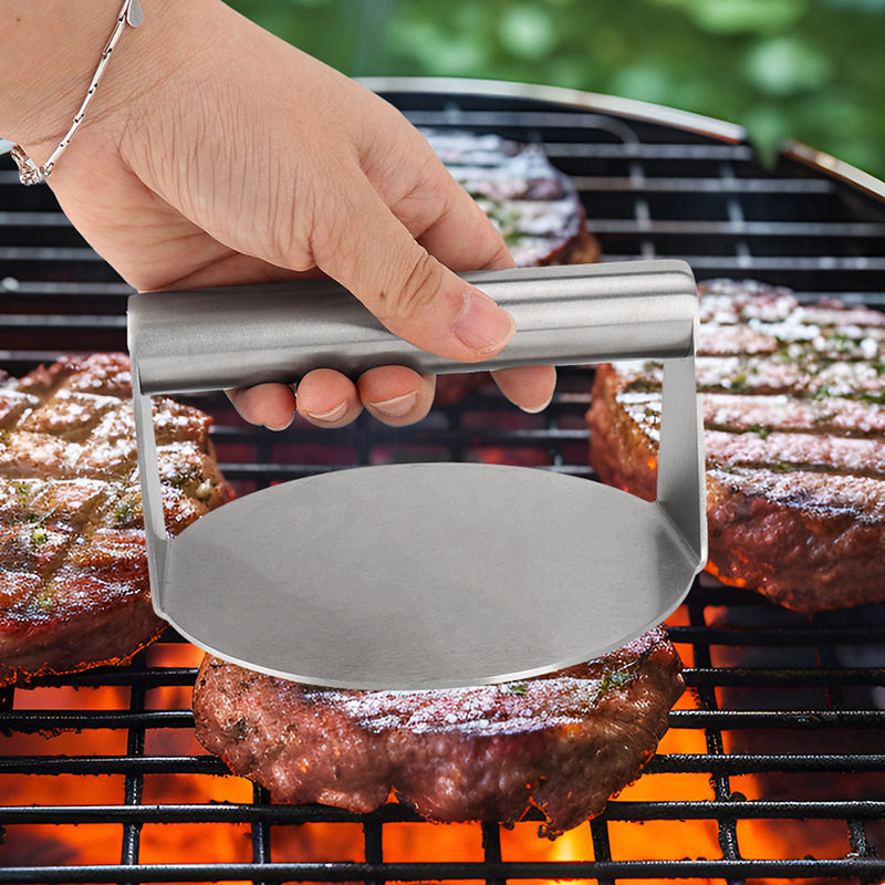 不锈钢汉堡压肉器塑料手