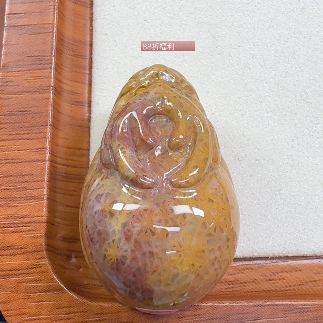 彩瓷片蕾丝花龙龟 可手把件 吊坠