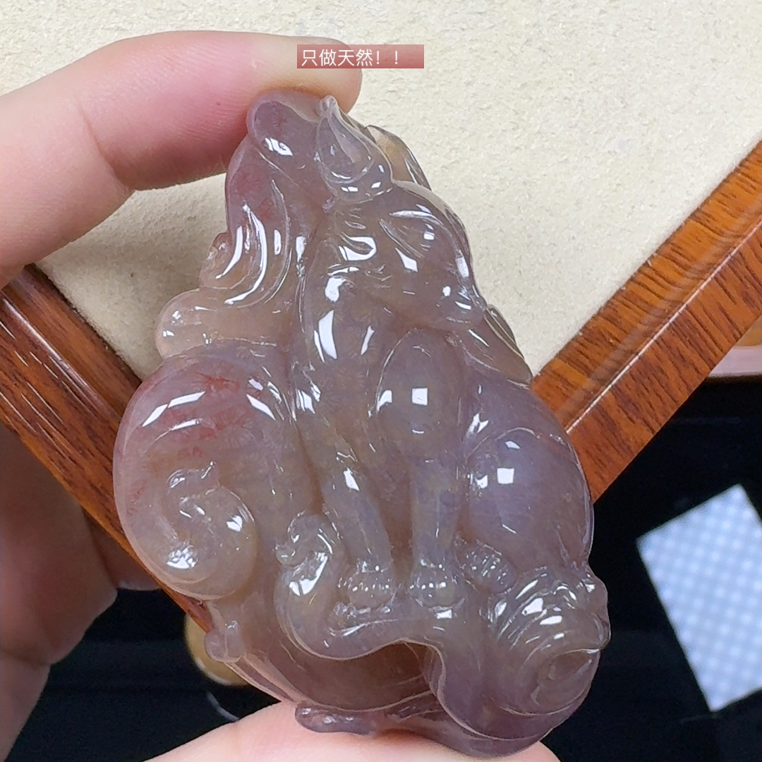 紫红冰枫叶 立体雕刻九尾狐 收藏级别