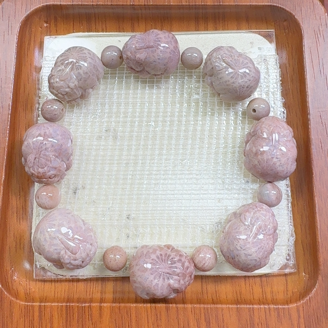 粉颗颗大花貔貅手串成品 680漏499
