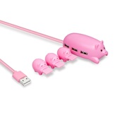 USB2.0卡通猪HUB三接口集线分线器拓扩展坞U盘笔记本电脑外接线