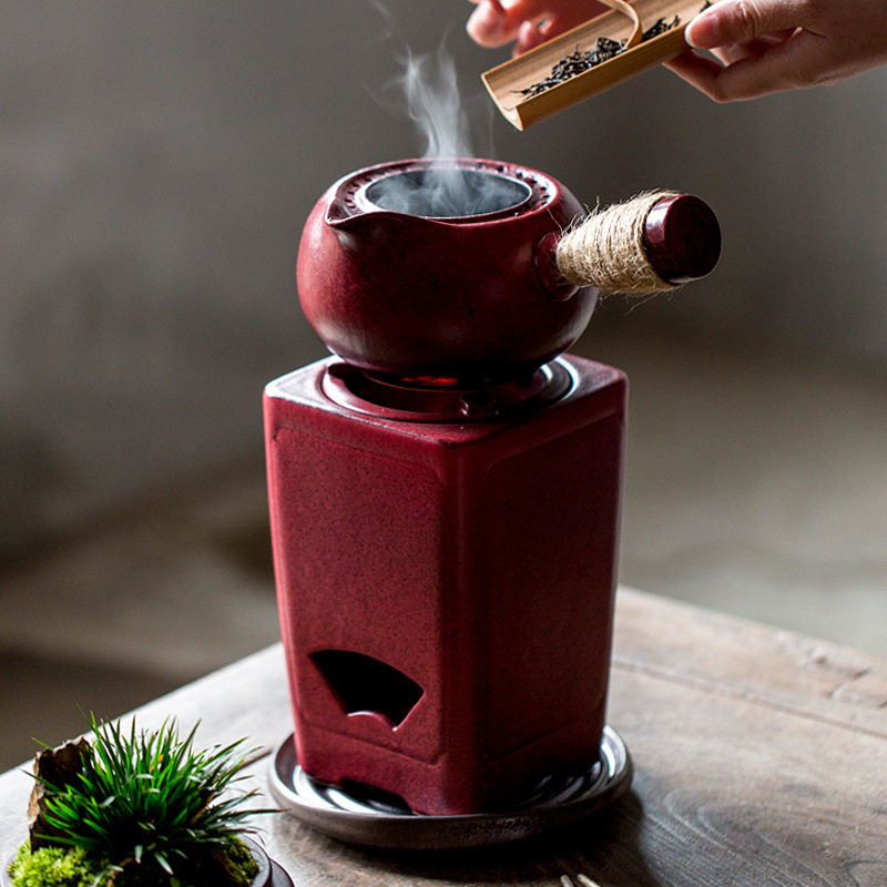 炭炉煮茶烧水专用 山楂红 老岩泥六方陶炉小火炉木炭烧炭酒精碳炉