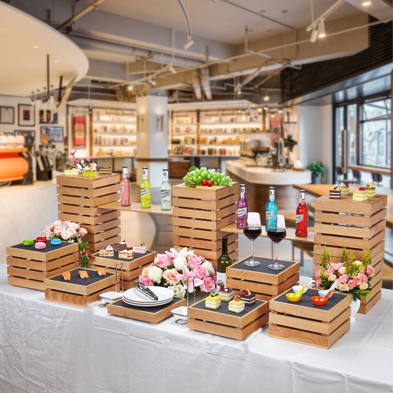 寿司糕点自助餐茶歇层架酒店冷餐点心婚宴发布会木质层架摆台