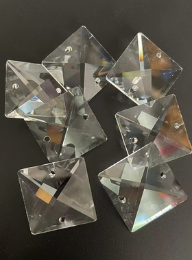 22mm透明四方珠水晶方形片DIY饰品珠帘隔断散珠材料水晶灯饰配件