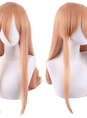 电链锯人 帕瓦 浅橘色粉色橙色桔色70cm长发假毛cosplay假发 直发