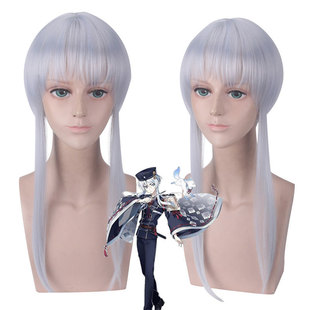 刀剑乱舞 白山吉光 收脸银色银白色短发两鬓加长 假毛cosplay假发
