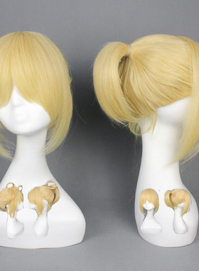 V家 镜音双子弟弟Len连 金色金黄色短发单马尾辫 假毛cosplay假发