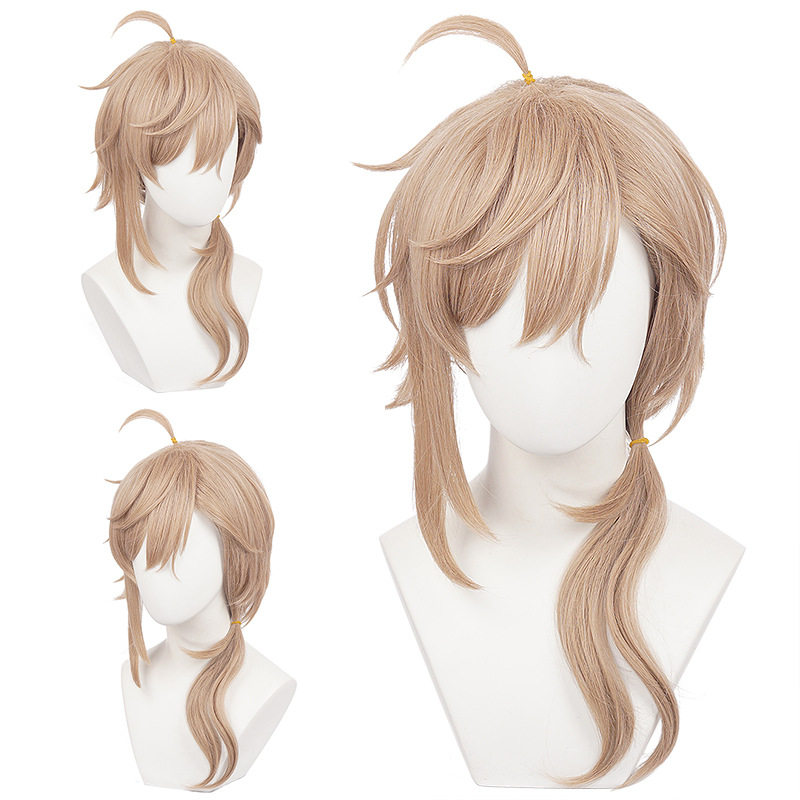 彩虹社 虚拟up主播叶师棕色金色黄色单小马尾长发假毛cosplay假发